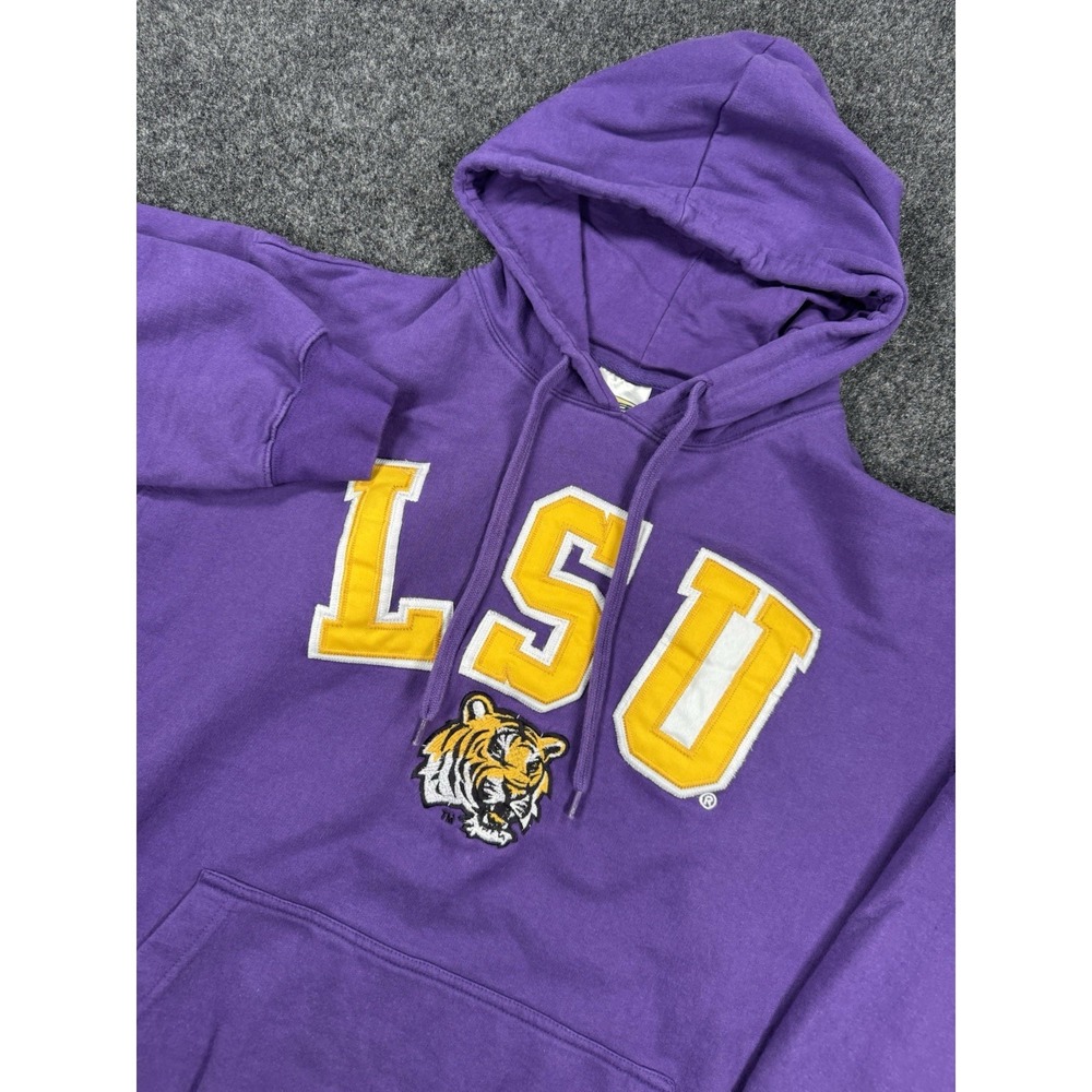 LSU Tigers Hoodie Sweatshirt Purple Embroidered Pullover Men's XL NCAA